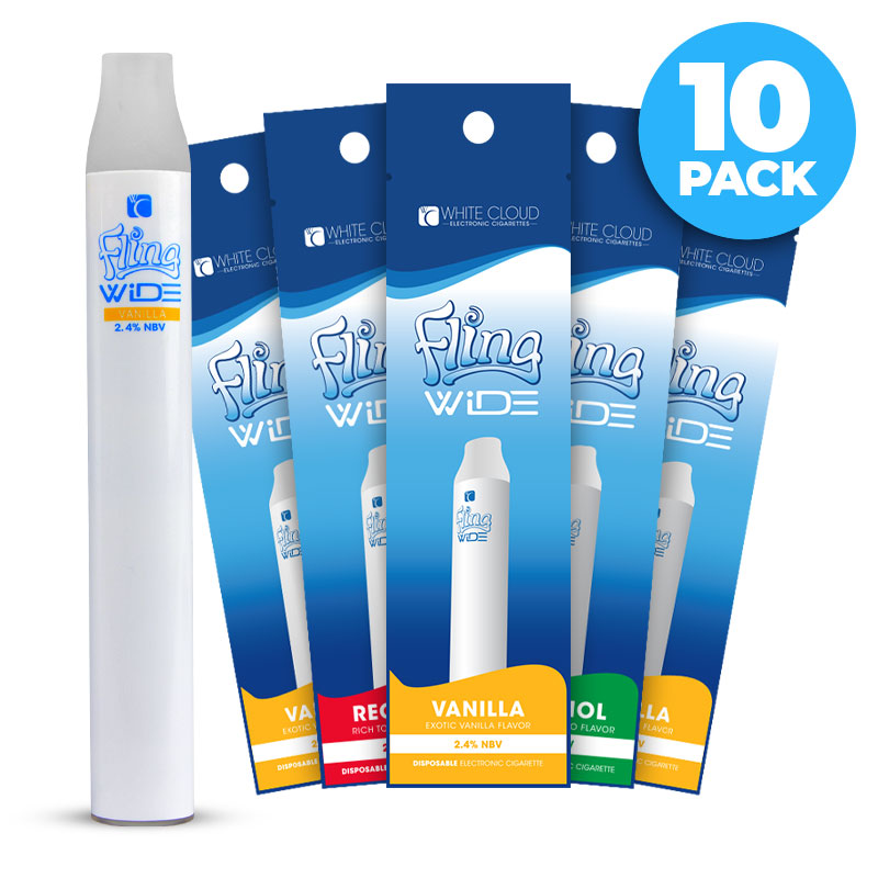 10 Pack of Fling Wide White Cloud Electronic Cigarettes 10 Pack of Fling Wide White Cloud Electronic Cigarettes